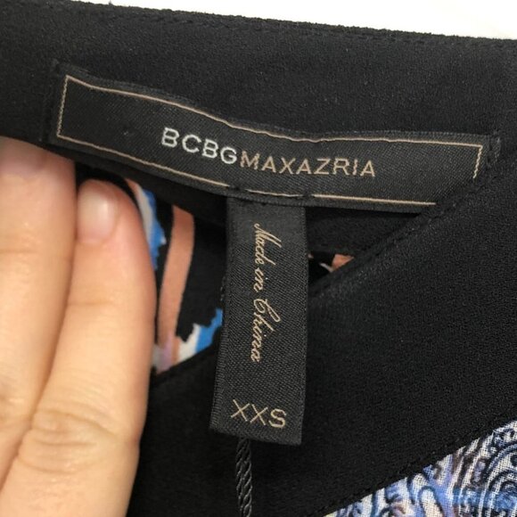 NWT BCBGMAXAZRIA Kathy Abstract paisley print sheer balloon  sleeve blouse xxs - Picture 6 of 16